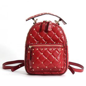 Top Layer Leather Korean Rivet Sheepskin Backpack