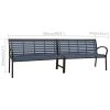 Twin Patio Bench 98.8" Steel and WPC Black