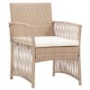 4 Piece Patio Lounge Set with Cushions Poly Rattan Beige