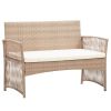 4 Piece Patio Lounge Set with Cushions Poly Rattan Beige