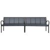 Twin Patio Bench 98.8" Steel and WPC Black