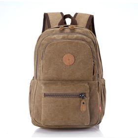 Casual Canvas Backpack Men's Large Capacity Bag (Option: Brown-28cmx39cmx17cm)