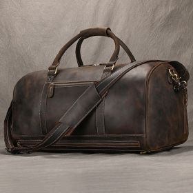 Large Capacity Travel Men's First Layer Cowhide Luggage Bag Portable (Option: 55cm Dark Brown)