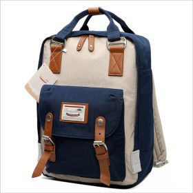 Doughnut Backpack Female College Style (Option: Ivory Dark Blue-Momo Bear)