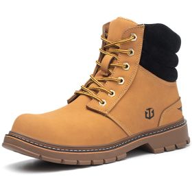 Men's Fashion Casual High-top Anti-smashing And Anti-penetration Labor Protection Shoes (Option: Yellow-36)