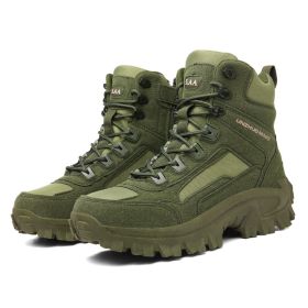 Combat Fall Winter Men High-top Outdoor Training Combat Hiking Desert Warm Snow Boots (Option: Army Green Boots-39)