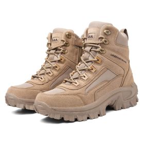 Combat Fall Winter Men High-top Outdoor Training Combat Hiking Desert Warm Snow Boots (Option: Sand Military Boots-39)