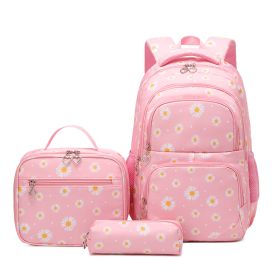 Women's Printed Backpack Waterproof Geometric Pattern (Option: Small Chrysanthemum Pink-19 Inch)