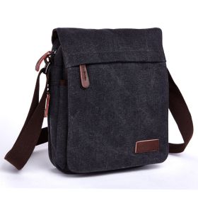 Men's Messenger Bag Canvas Shoulder Bag (Color: Black)