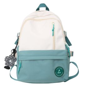 Large Capacity Schoolbag Student Minimalist Versatile Backpack (Option: Green With Pendant)