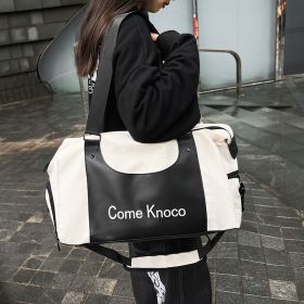 Gym Bag Men's And Women's Fashion Street Fashion Portable Shoulder Bag (Option: White And Black-43 × 20 × 26)