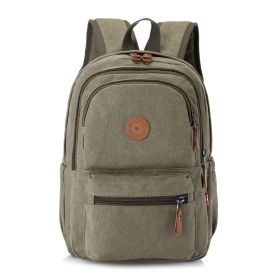 Casual Canvas Backpack Men's Large Capacity Bag (Option: Green-28cmx39cmx17cm)