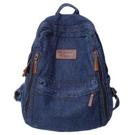 New Fashion Large Capacity Denim Backpack Women (Color: Dark Blue)