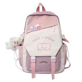 Fashion Large Capacity Student Schoolbag (Option: Pink-30X14X43cm)