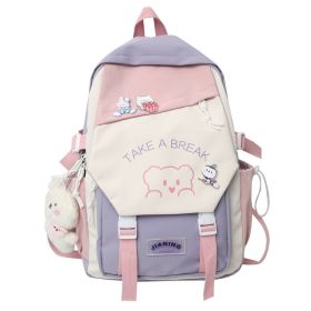 Fashion Large Capacity Student Schoolbag (Option: Purple Badge Pendant-30X14X43cm)