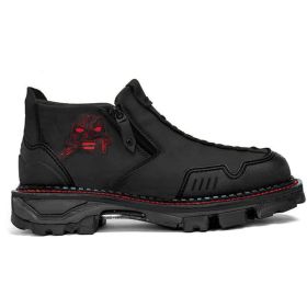 Men's Fashion Halloween Skull Booties (Option: Red-42)