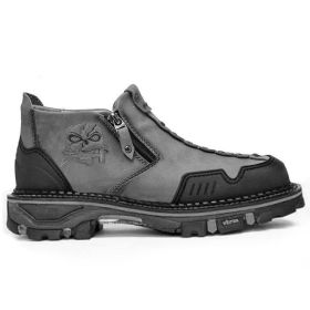 Men's Fashion Halloween Skull Booties (Option: Gray-41)