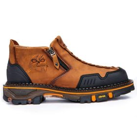 Men's Fashion Halloween Skull Booties (Option: Orange Brown-44)